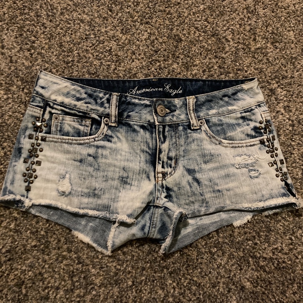 American Eagle Outfitters Studded Light Blue Jean Shorts